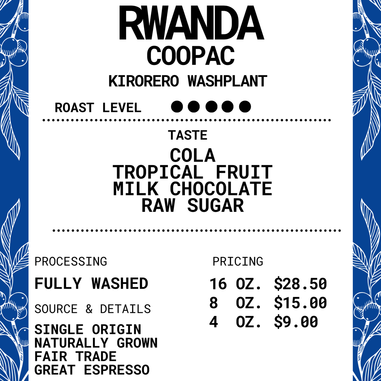 Rwanda Coopac - Kirorero Washplant Microlot Roasted Coffee