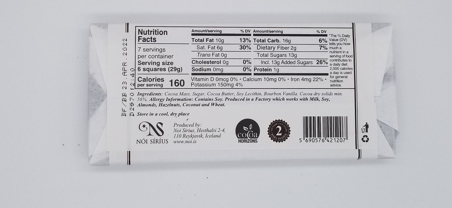 56% Milk Chocolate Ingredients