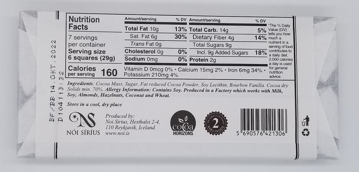 70% Chocolate Ingredients