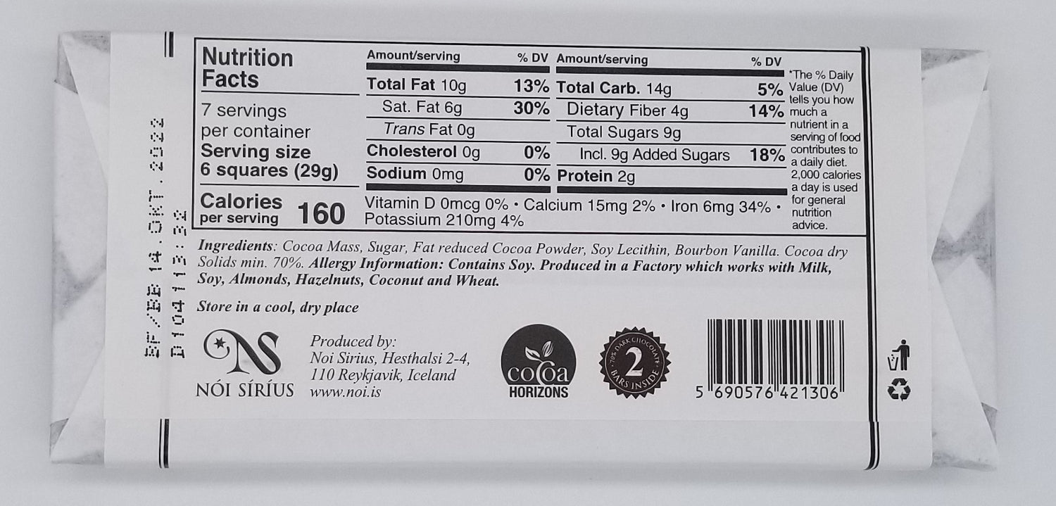 70% Chocolate Ingredients