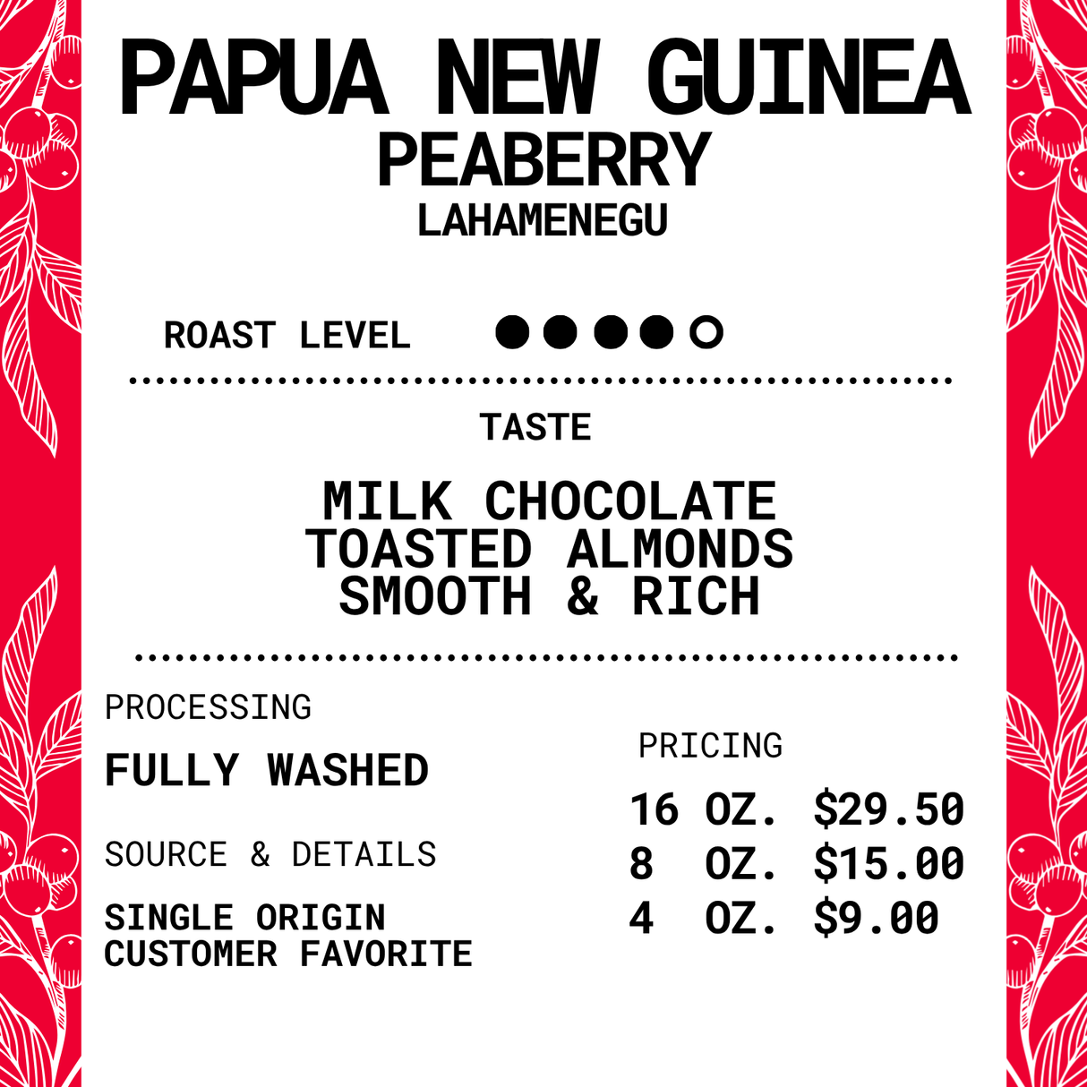 Papua New Guinea - Peaberry Lahamenegu Roasted Coffee